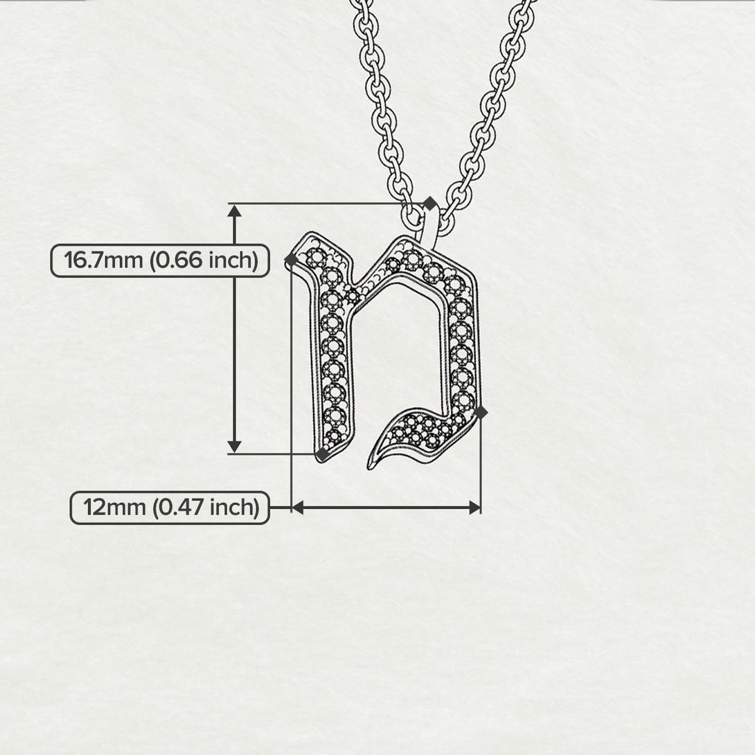 Mem - Hebrew Alef-Bet letter diamond Necklace - Mem letter